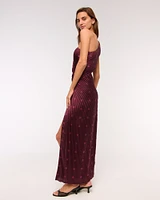 The A&F Giselle Pleated One-Shoulder Cutout Maxi Dress