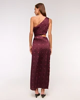 The A&F Giselle Pleated One-Shoulder Cutout Maxi Dress