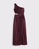 The A&F Giselle Pleated One-Shoulder Cutout Maxi Dress