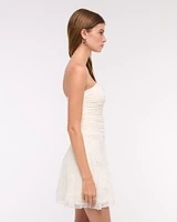 Asymmetrical Lace Mini Dress