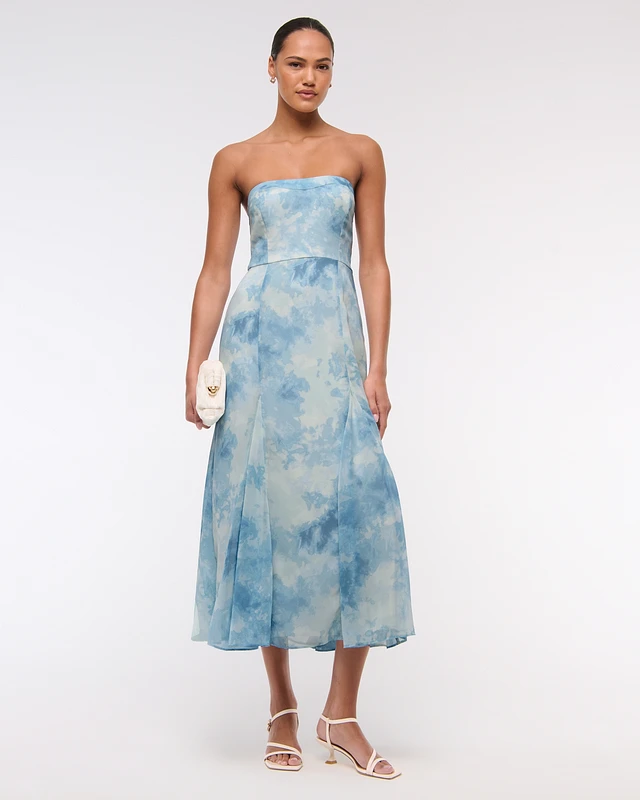 the a&f camille strapless godet midi dress Abercrombie & Fitch claudaddy on LTK