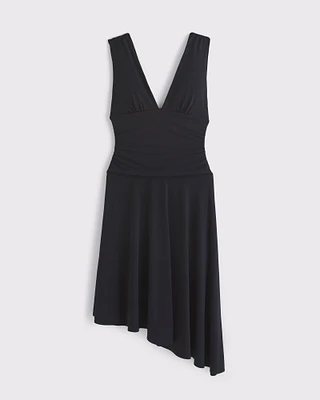 Plunge Ruched Knit Midi Dress
