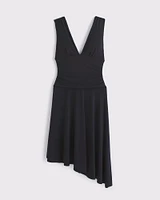 Plunge Ruched Knit Midi Dress