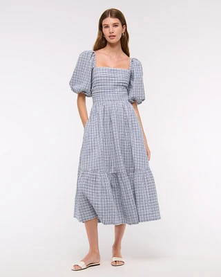 The A&F Emerson Linen-Blend Puff Sleeve Midi Dress