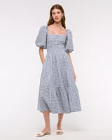 The A&F Emerson Linen-Blend Puff Sleeve Midi Dress