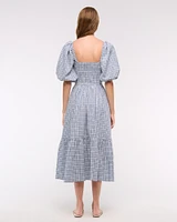 The A&F Emerson Linen-Blend Puff Sleeve Midi Dress