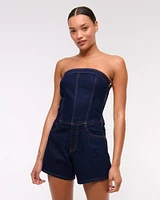 Strapless Denim Romper