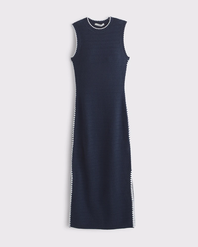 Crochet-Style Crew Midi Dress