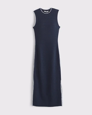 Crochet-Style Crew Midi Dress