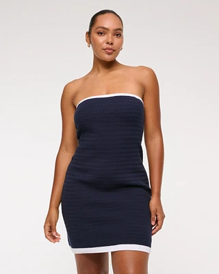 Crochet-Style Strapless Mini Dress