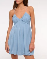 Sheer Bubble Hem Mini Dress