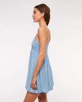 Sheer Bubble Hem Mini Dress