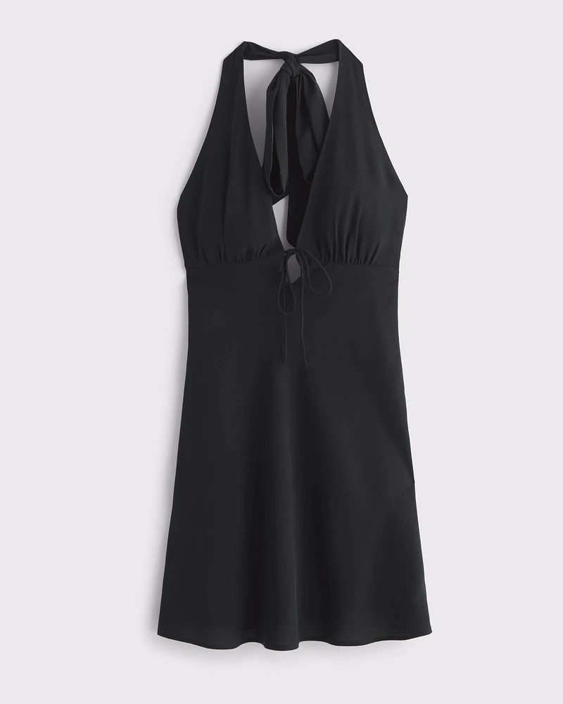 Halter Tie-Front Slip Mini Dress