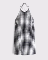 Open-Back Halter Linen-Blend Mini Dress