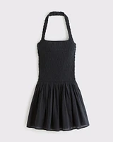Drop-Waist Smocked Mini Dress