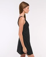 V-Neck Linen-Blend Mini Dress