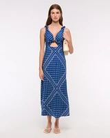 Tie-Front Scarf Midi Dress