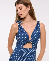 Tie-Front Scarf Midi Dress