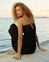 Tie-Back Sheer Slip Midi Dress