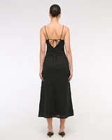 Tie-Back Sheer Slip Midi Dress