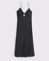 Tie-Back Sheer Slip Midi Dress