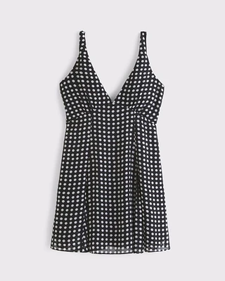 V-Neck Twist Godet Mini Dress