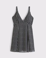 V-Neck Twist Godet Mini Dress