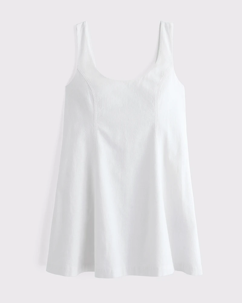Trapeze Linen-Blend Mini Dress