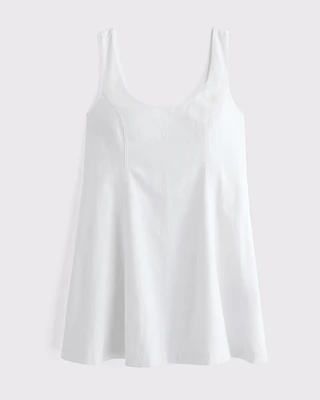 Trapeze Linen-Blend Mini Dress