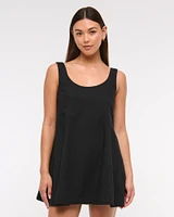 Trapeze Linen-Blend Mini Dress