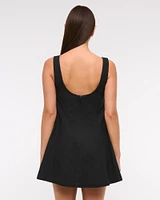 Trapeze Linen-Blend Mini Dress