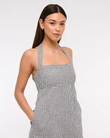 Halter Linen-Blend Mini Dress