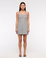 Halter Linen-Blend Mini Dress