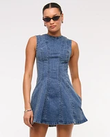 The A&F Mila High-Neck Denim Mini Dress