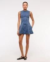 The A&F Mila High-Neck Denim Mini Dress