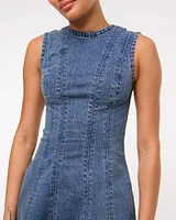 The A&F Mila High-Neck Denim Mini Dress