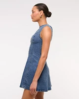 The A&F Mila High-Neck Denim Mini Dress
