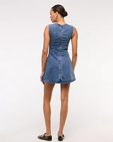 The A&F Mila High-Neck Denim Mini Dress