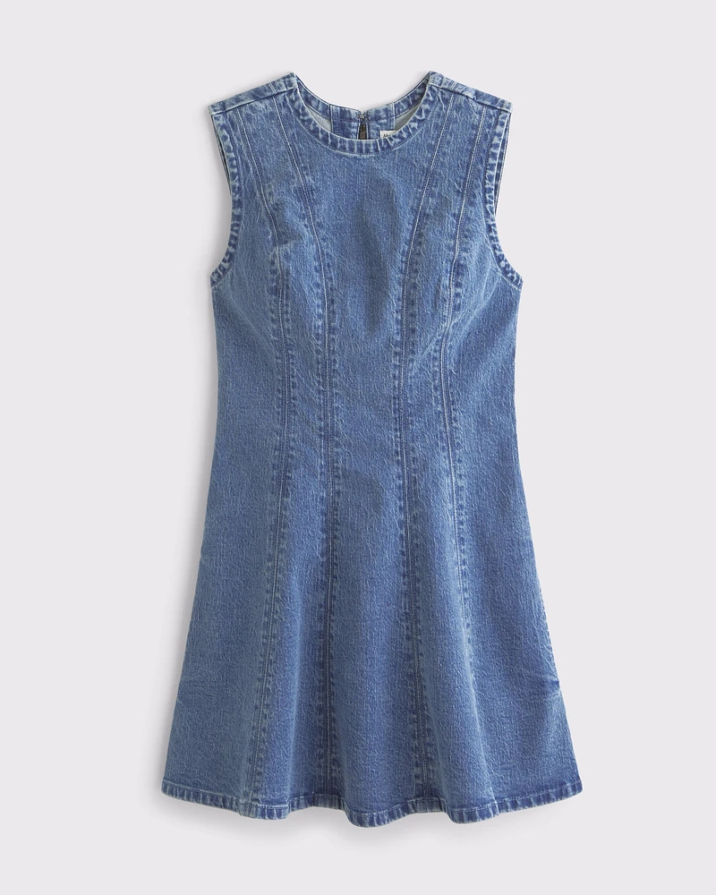 The A&F Mila High-Neck Denim Mini Dress
