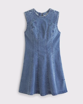 The A&F Mila High-Neck Denim Mini Dress