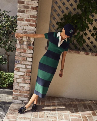 Vol. 28 Rugby Collared Midi Sweater Dress