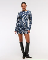 Long-Sleeve Slip Mini Dress