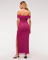 Mesh Draped Maxi Dress
