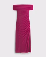 Mesh Draped Maxi Dress