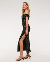 Mesh Draped Maxi Dress