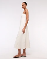 The A&F Mila Strapless Denim Midi Dress