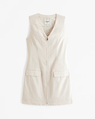 The A&F Mara Linen-Blend Zip-Up Mini Dress