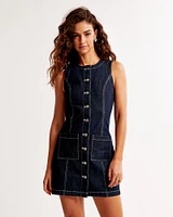 The A&F Mara High-Neck Denim Mini Dress