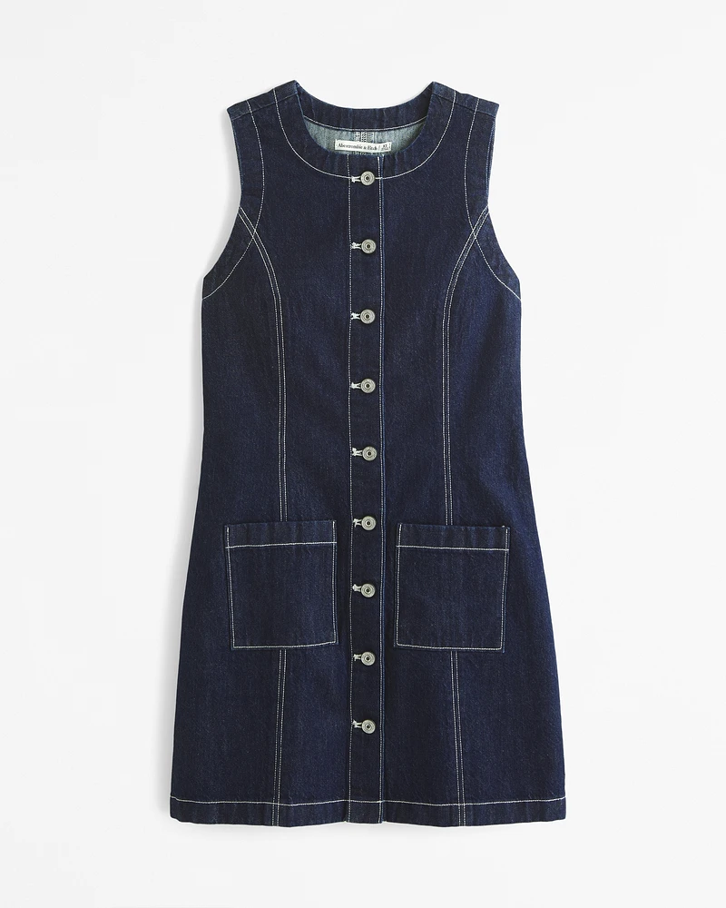 The A&F Mara High-Neck Denim Mini Dress