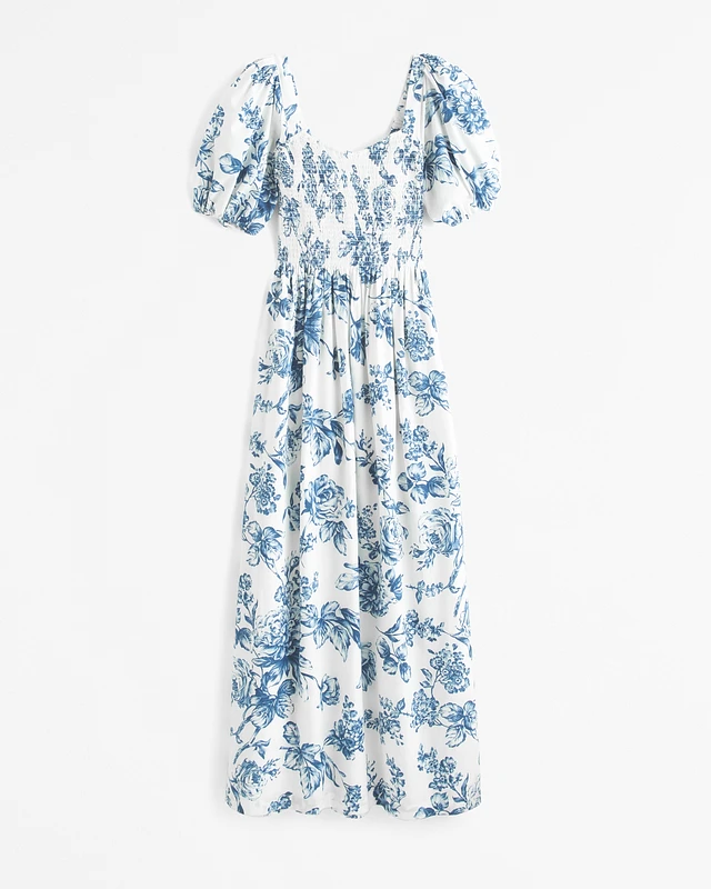 Abercrombie & Fitch Puff Sleeve Smocked Maxi Dress | MainPlace Mall Abercrombie & Fitch Puff Sleeve Smocked Maxi Dress | MainPlace Mall